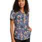 Women's 2-Pocket V-Neck Print Top