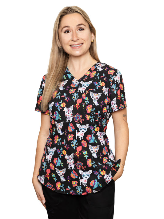 Women's V-Neck Tuckable Print Top