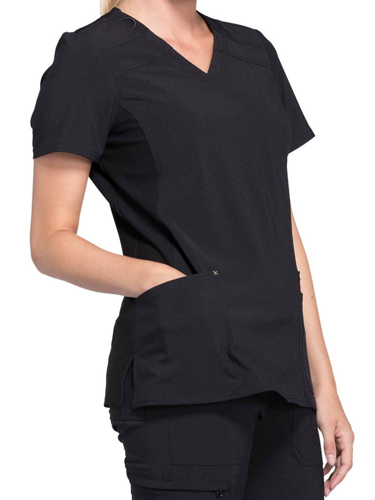 Women's 3-Pocket Mock Wrap Knit Panel Top