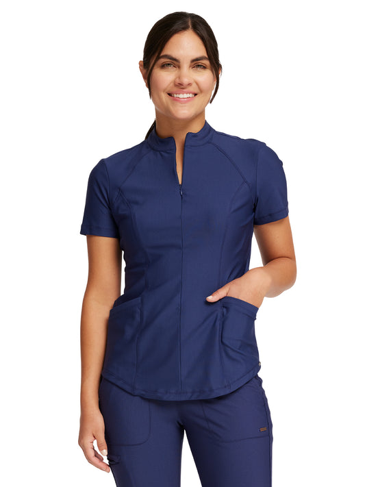 Women's Partial Zip Front Scrub Top