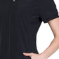 Women's Mixed Media Zip Front V-Neck Top