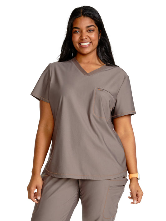 Women's 1-Pocket Tuckable V-Neck Scrub Top