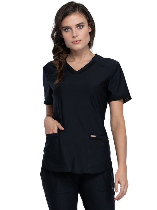 Women's Curved Hemline V-Neck Scrub Top