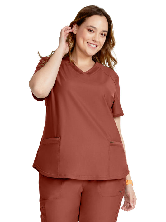 Women's Curved Hemline V-Neck Scrub Top