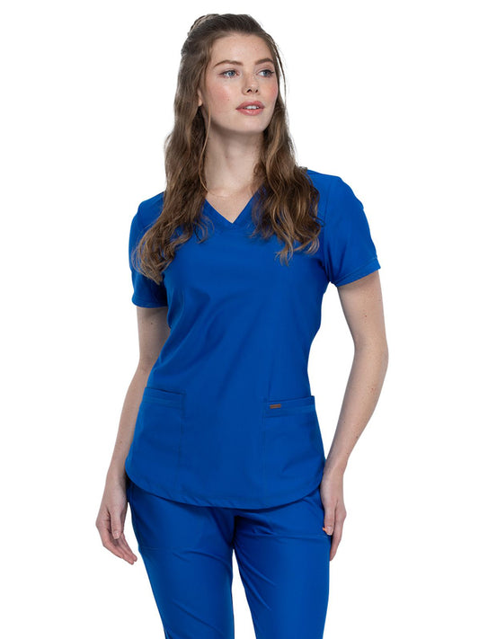 Women's Curved Hemline V-Neck Scrub Top