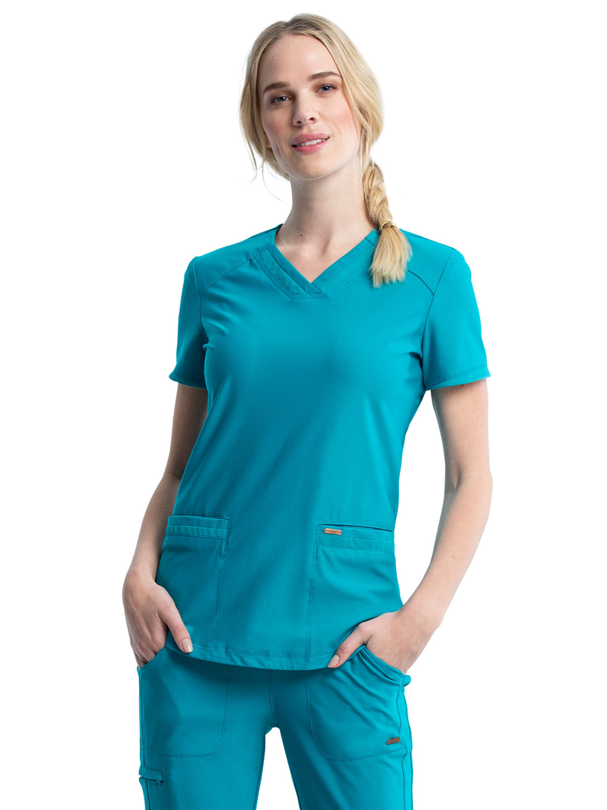 Women's Curved Hemline V-Neck Scrub Top