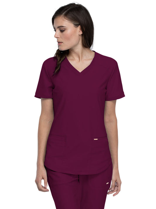 Women's Curved Hemline V-Neck Scrub Top