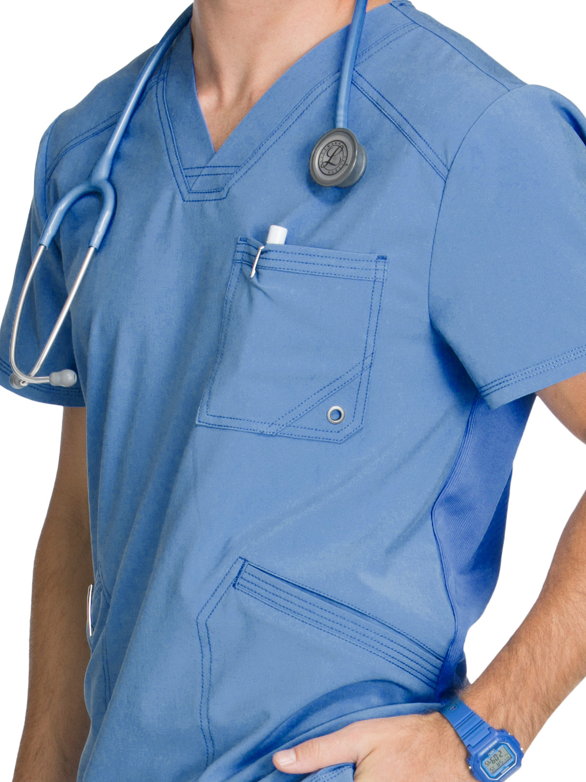 Men's Three-Pocket V-Neck Scrub Top