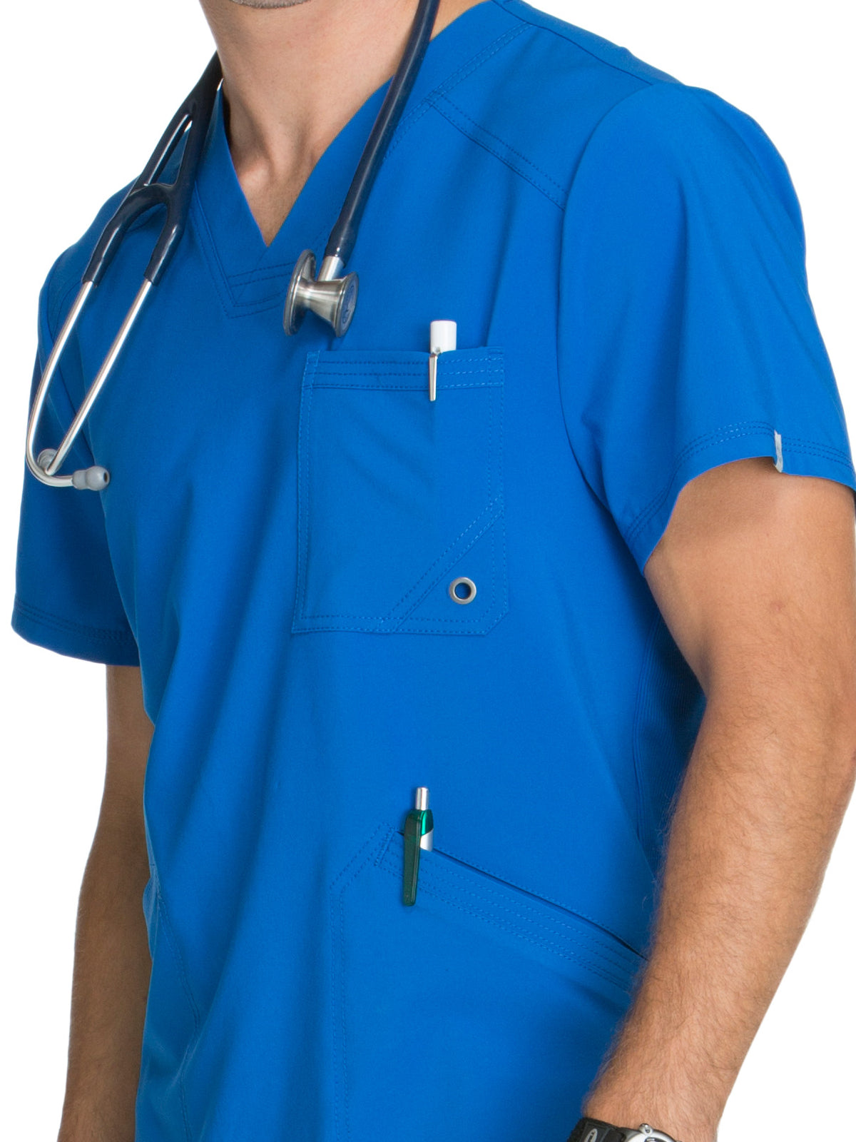 Men's Three-Pocket V-Neck Scrub Top