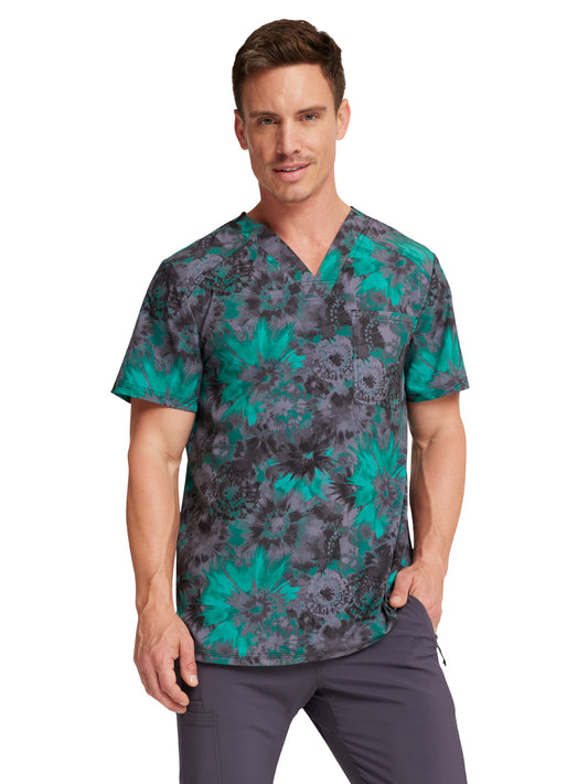 Men's 1-Pocket V-Neck Print Top