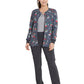 Women's Snap Front Print Scrub Jacket