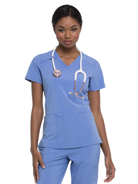 Women's 2-Pocket Contemporary V-Neck Scrub Top