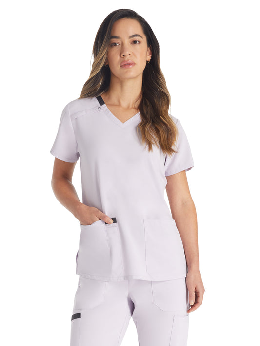 Women's 2-Pocket Contemporary V-Neck Scrub Top