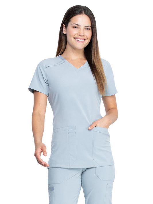 Women's 2-Pocket Contemporary V-Neck Scrub Top