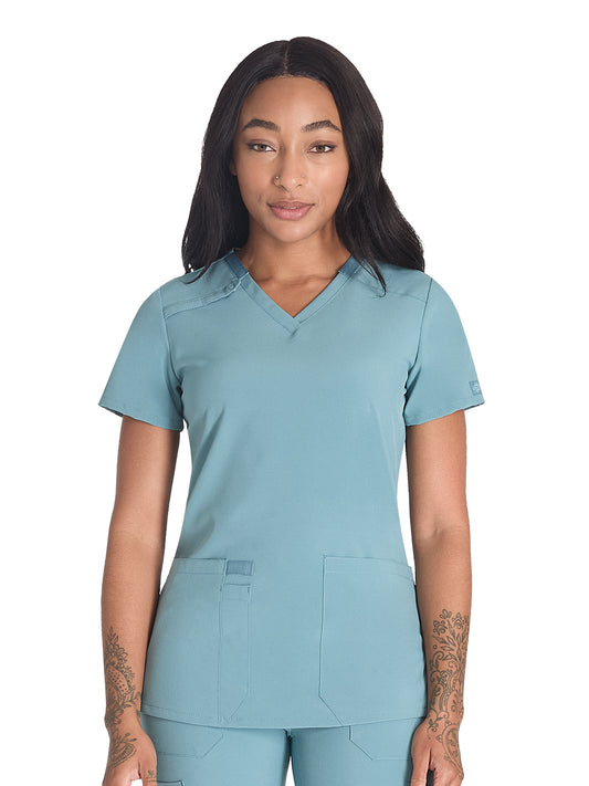 Women's 2-Pocket Contemporary V-Neck Scrub Top