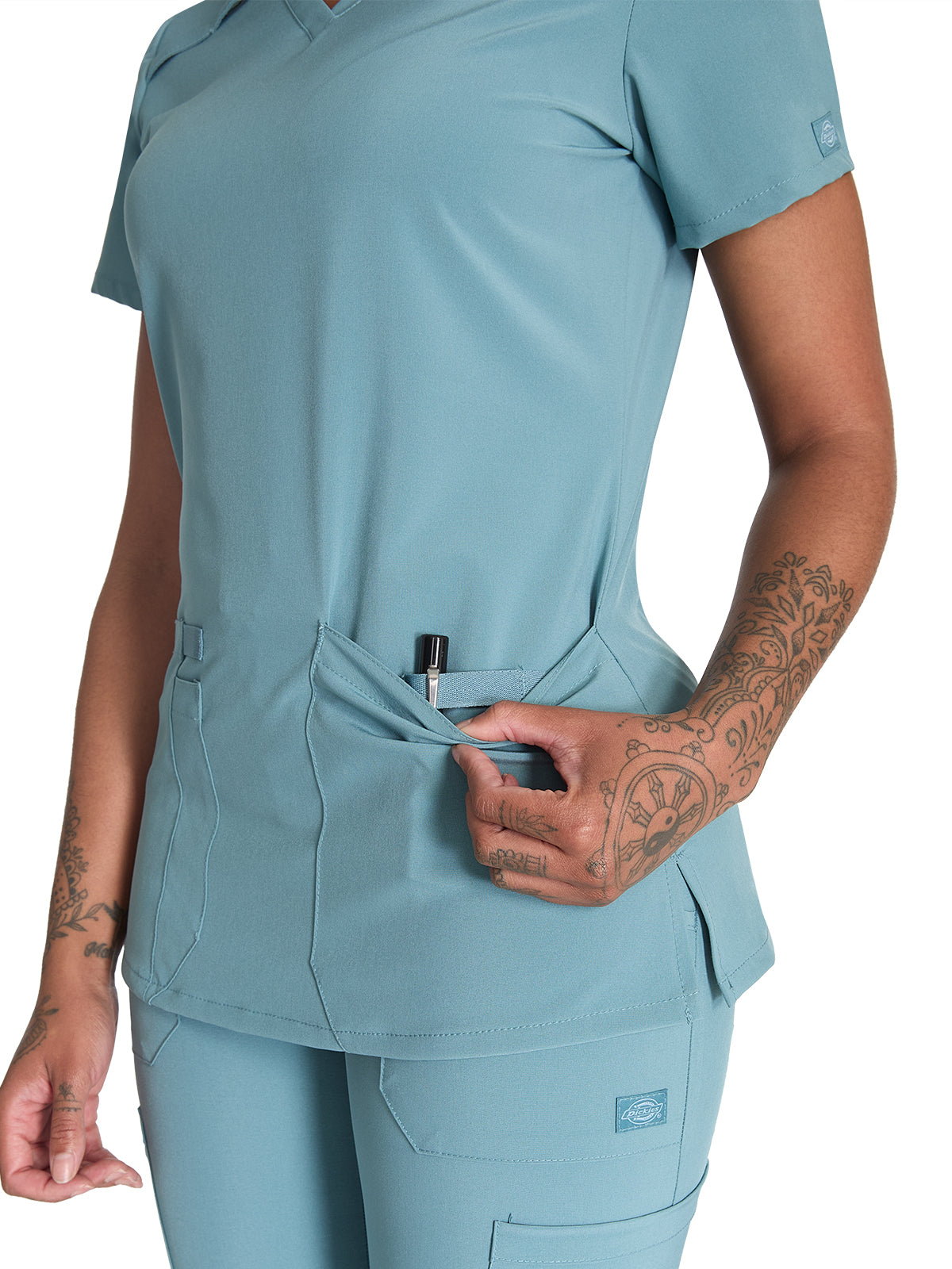 Women's 2-Pocket Contemporary V-Neck Scrub Top