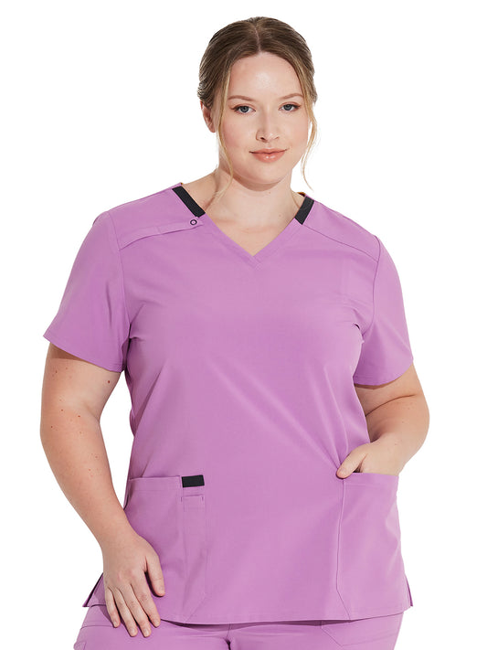 Women's 2-Pocket Contemporary V-Neck Scrub Top