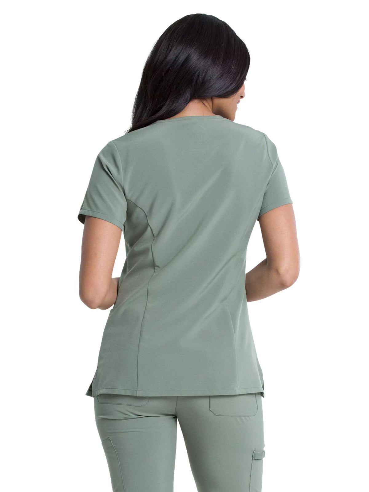 Women's 2-Pocket Contemporary V-Neck Scrub Top