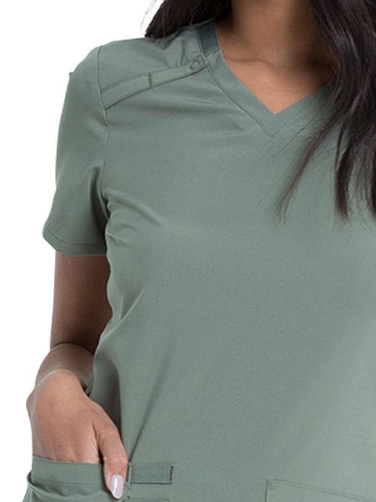 Women's 2-Pocket Contemporary V-Neck Scrub Top