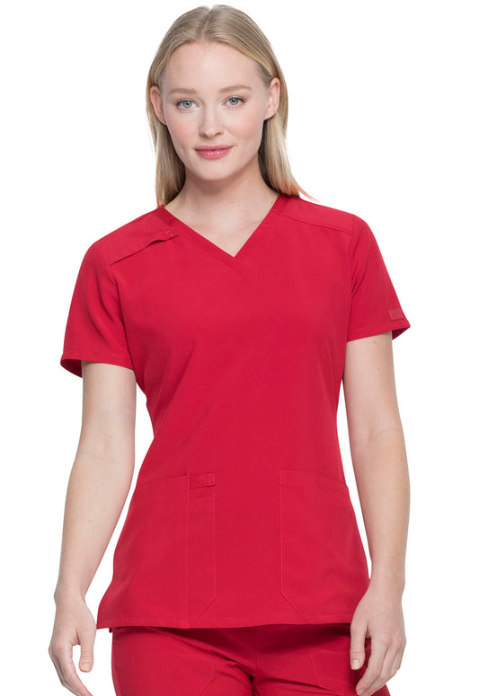 Women's 2-Pocket Contemporary V-Neck Scrub Top