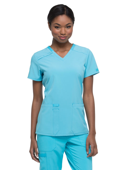 Women's 2-Pocket Contemporary V-Neck Scrub Top