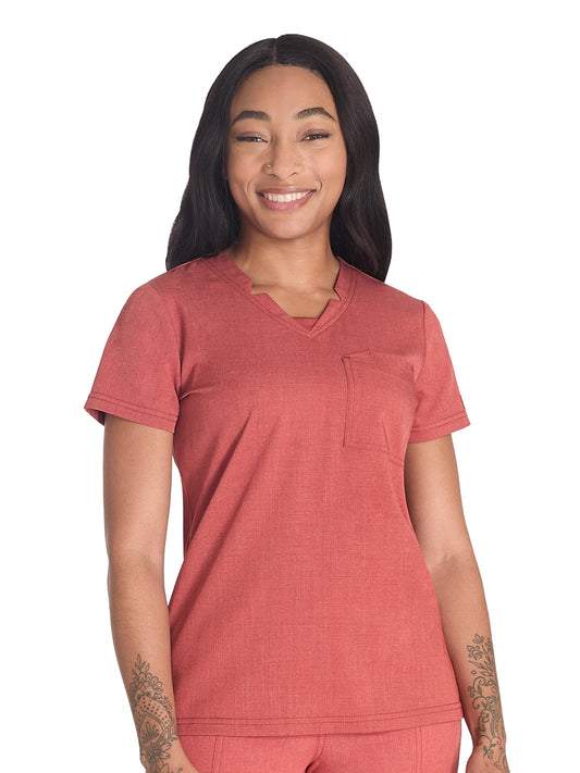 Women's 2-Pocket Notched V-Neck Scrub Top