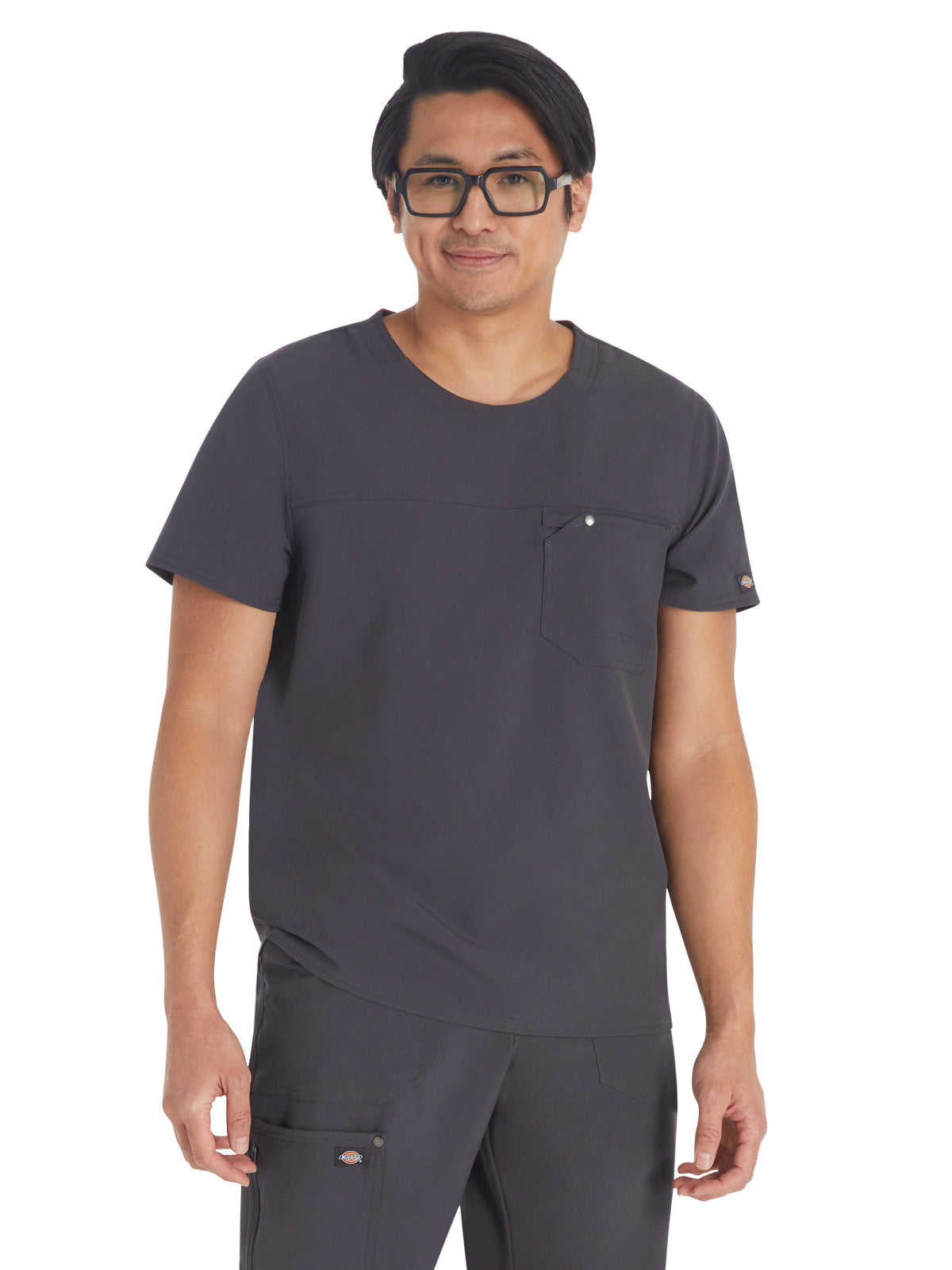 Men's 1-Pocket Round Neck Scrub Top