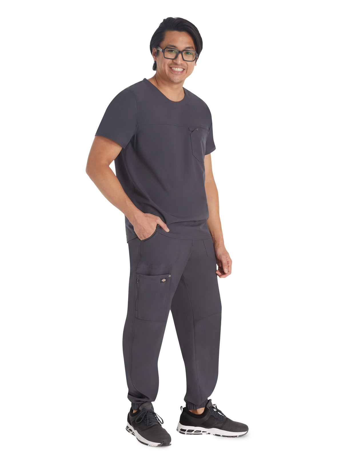 Men's 1-Pocket Round Neck Scrub Top