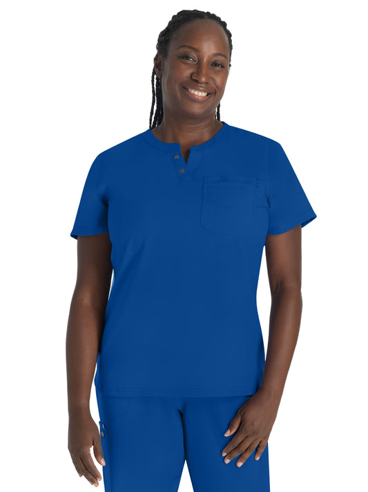 Women's 1-Pocket Henley Scrub Top