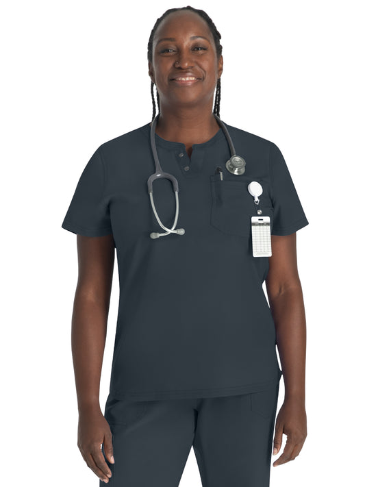 Women's 1-Pocket Henley Scrub Top