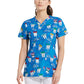 Women's 2-Pocket V-Neck Print Scrub Top