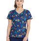 Women's 4-Pocket V-Neck Print Scrub Top