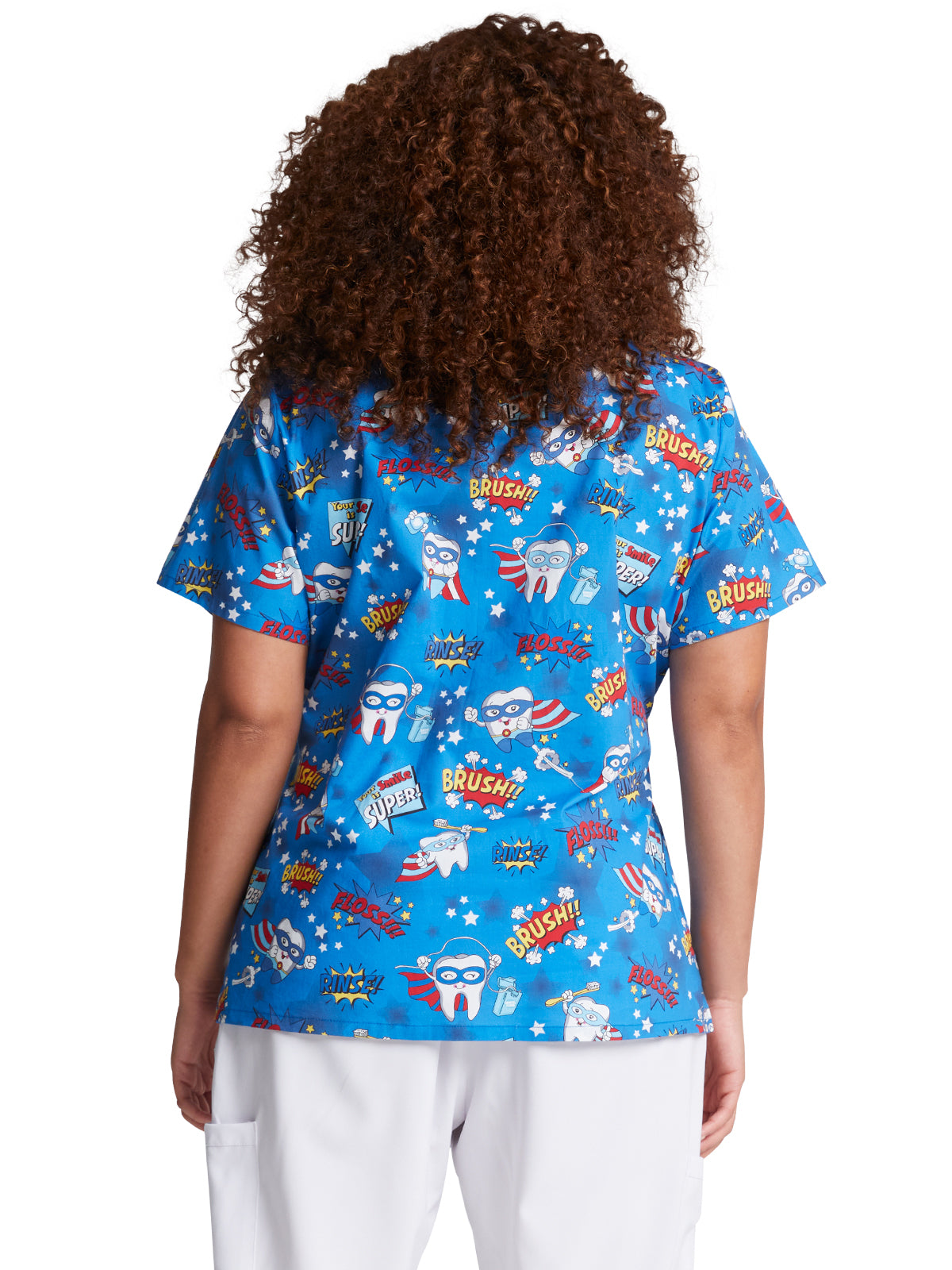 Women's 4-Pocket V-Neck Print Scrub Top