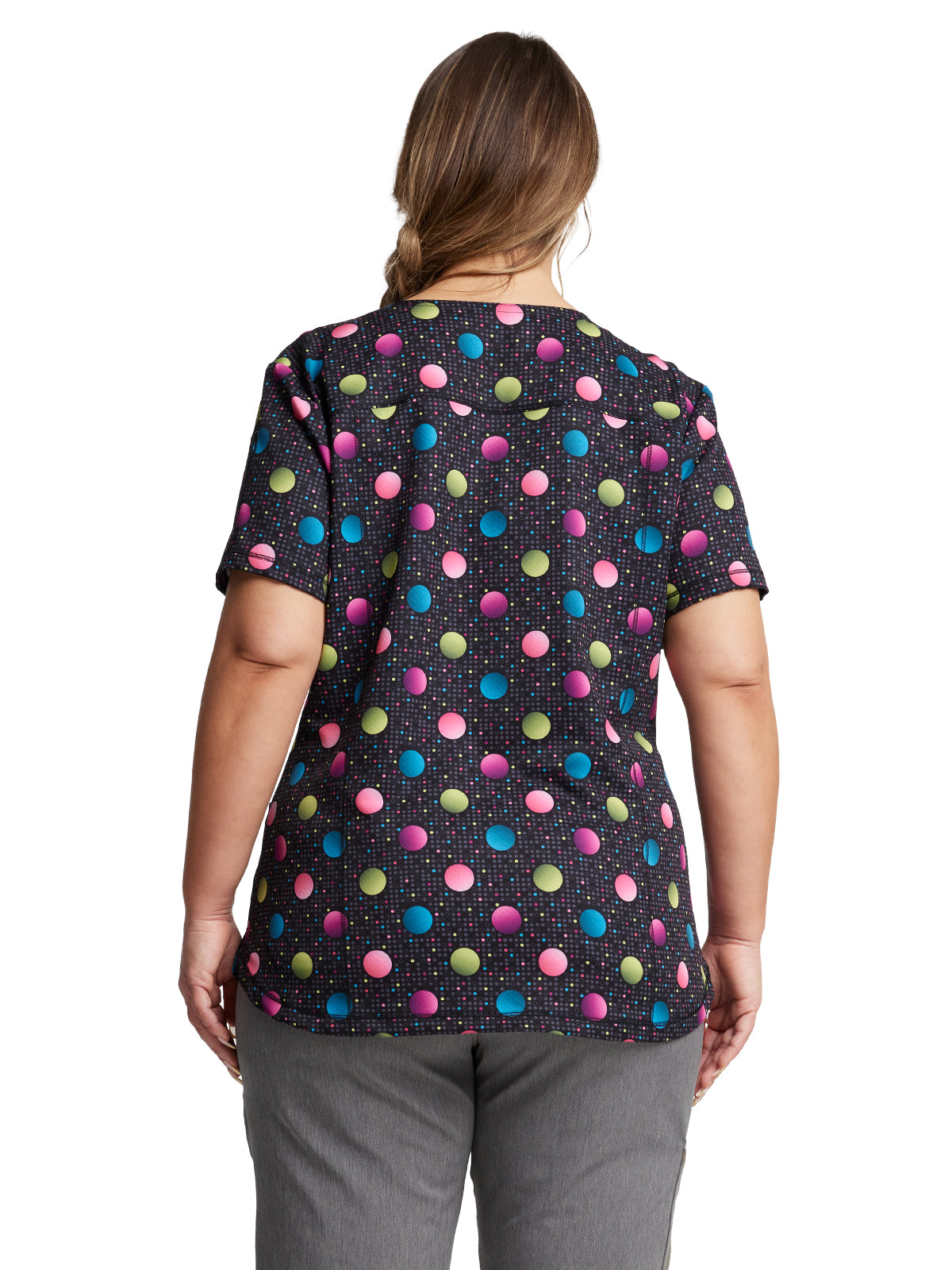 Women's 3-Pocket V-Neck Print Scrub Top