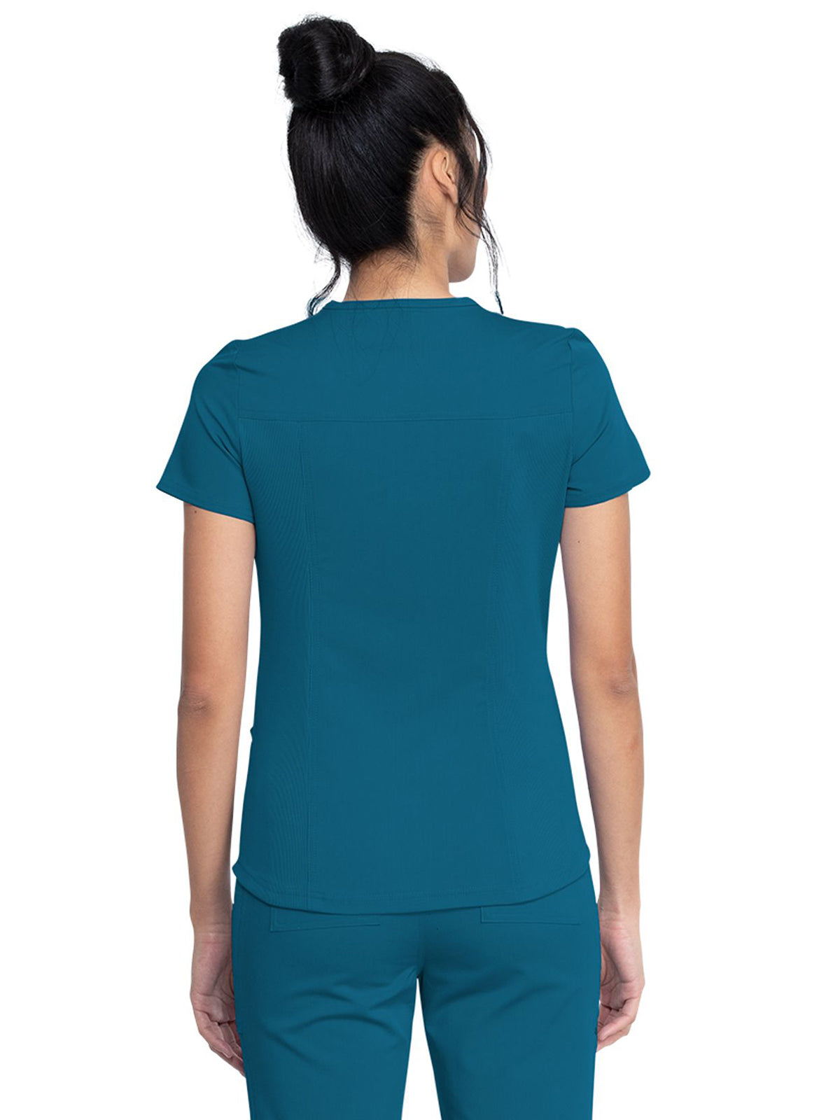 Women's 5-Pocket Rib Knit V-Neck Scrub Top