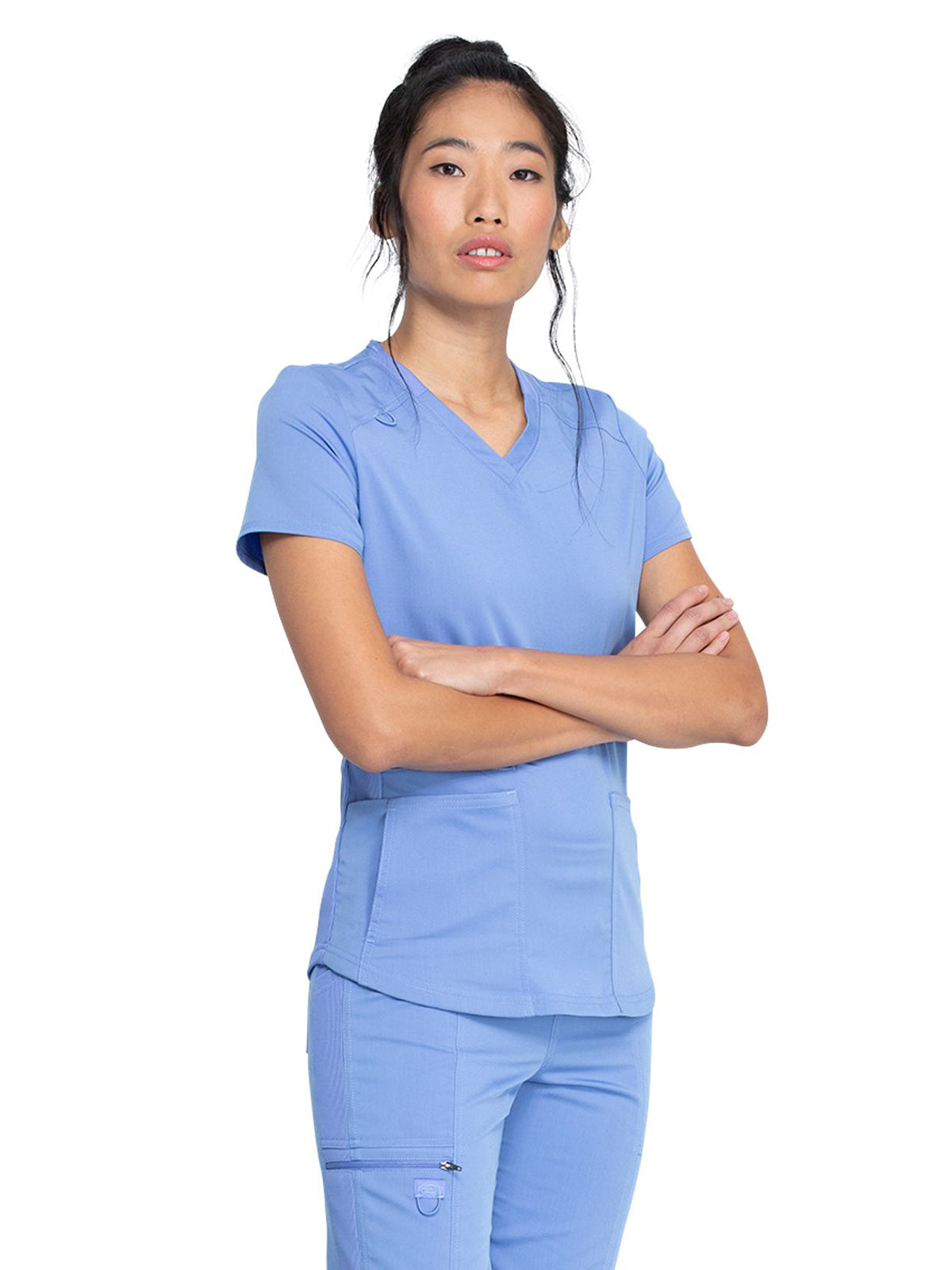 Women's 5-Pocket Rib Knit V-Neck Scrub Top