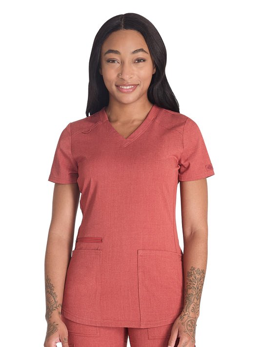 Women's 5-Pocket Rib Knit V-Neck Scrub Top