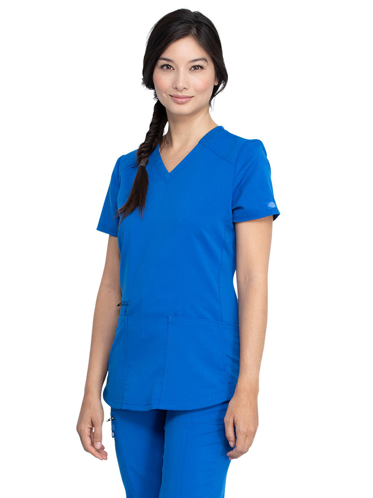 Women's 5-Pocket Rib Knit V-Neck Scrub Top