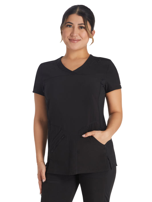 Women's 4-Pocket Cross-Over V-Neck Scrub Top