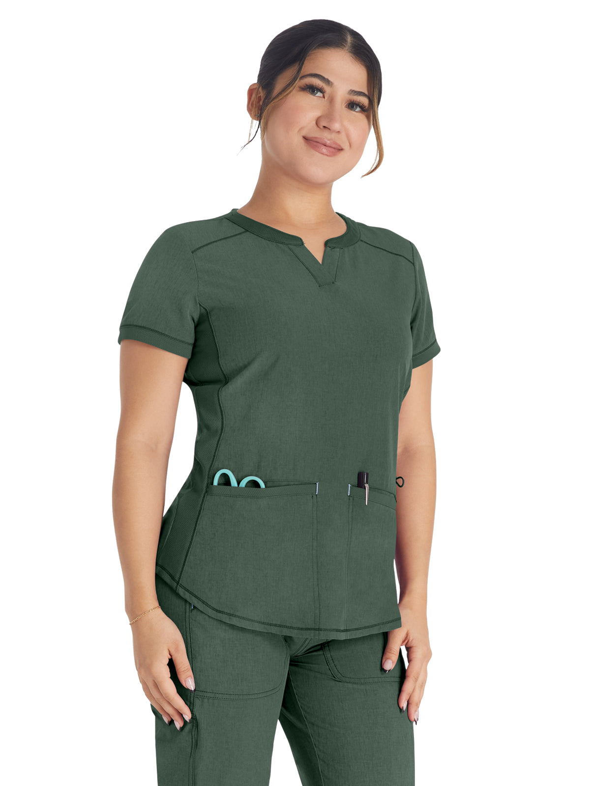 Women's 3-Pocket Henley Scrub Top