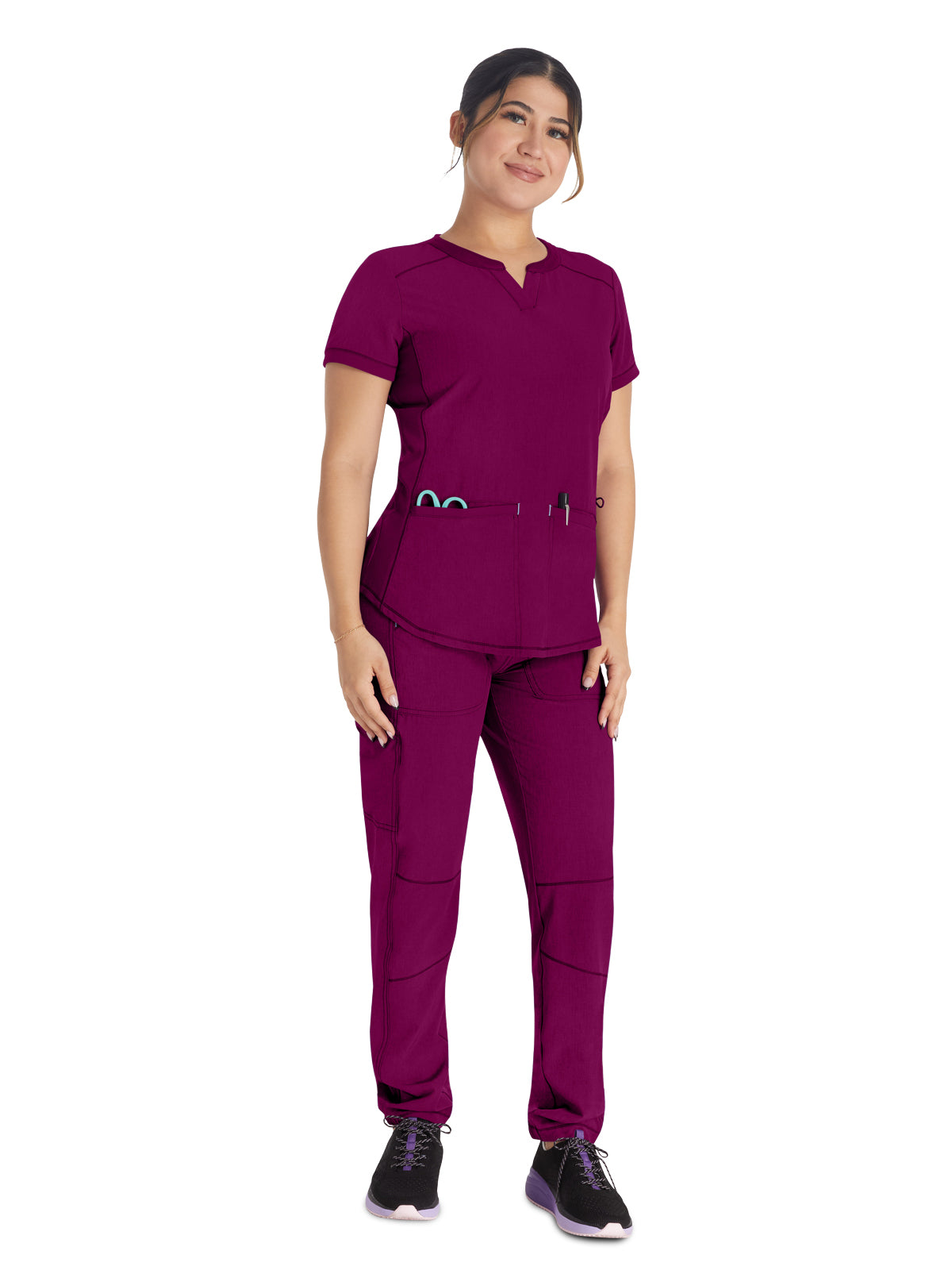 Women's 3-Pocket Henley Scrub Top