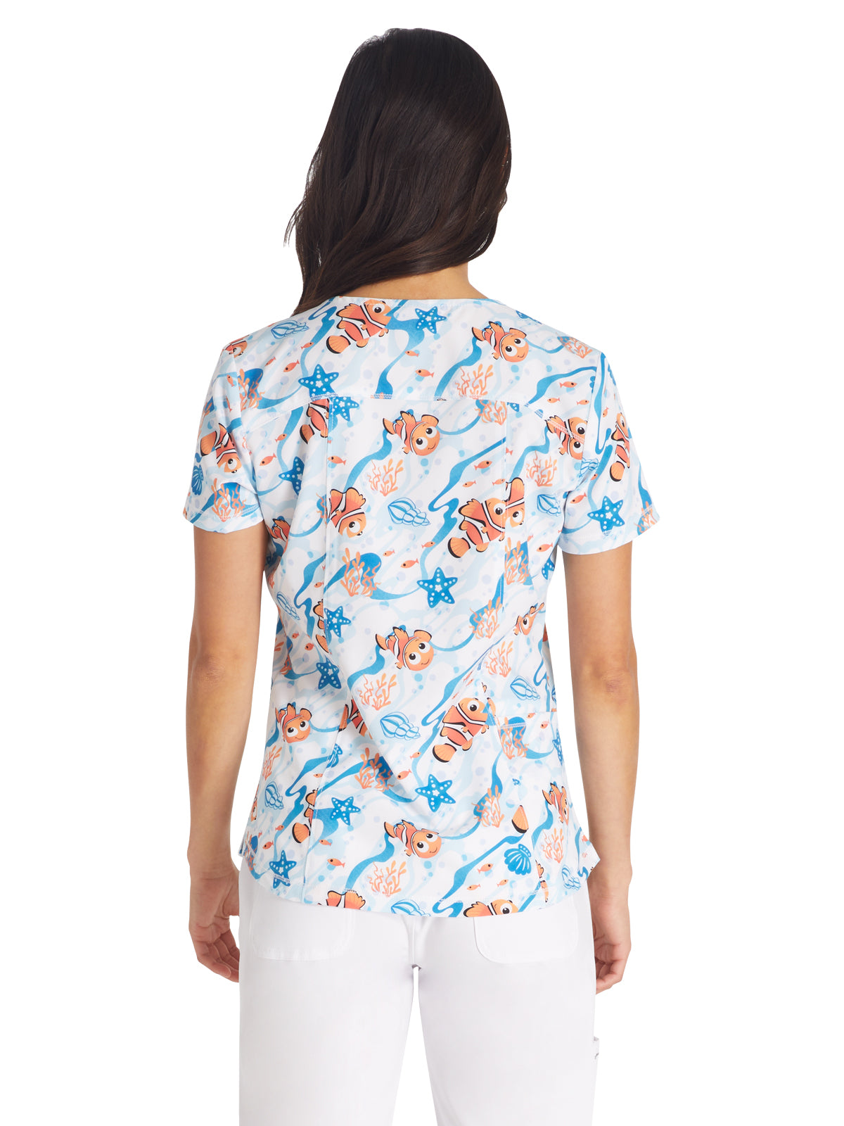 Women's Rounded V-Neck Print Top