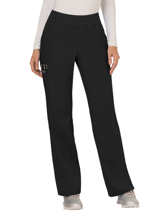 Women's 4-Pocket Mid Rise Straight Leg Pull-on Scrub Pant