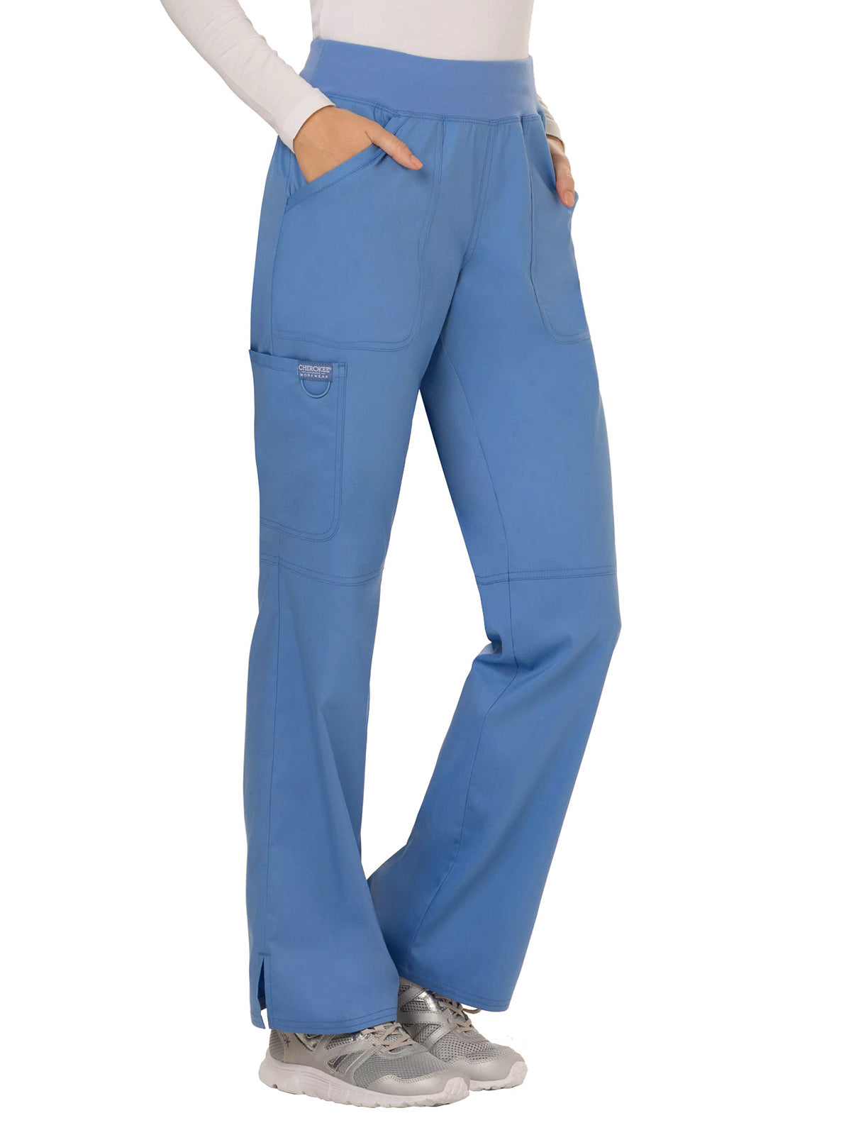 Women's 4-Pocket Mid Rise Straight Leg Pull-on Scrub Pant