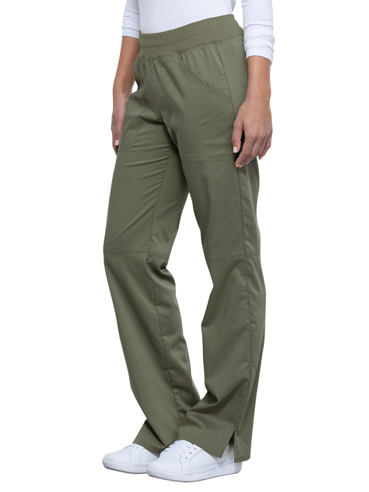 Women's 4-Pocket Mid Rise Straight Leg Pull-on Scrub Pant