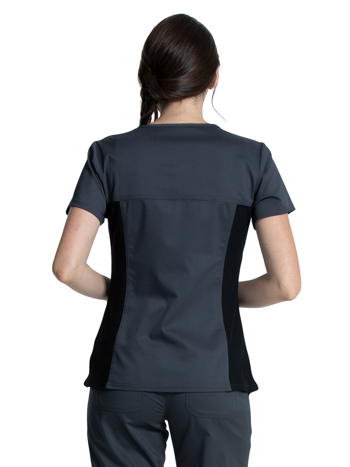 Women's 1-Pocket V-Neck Knit Panel Scrub Top