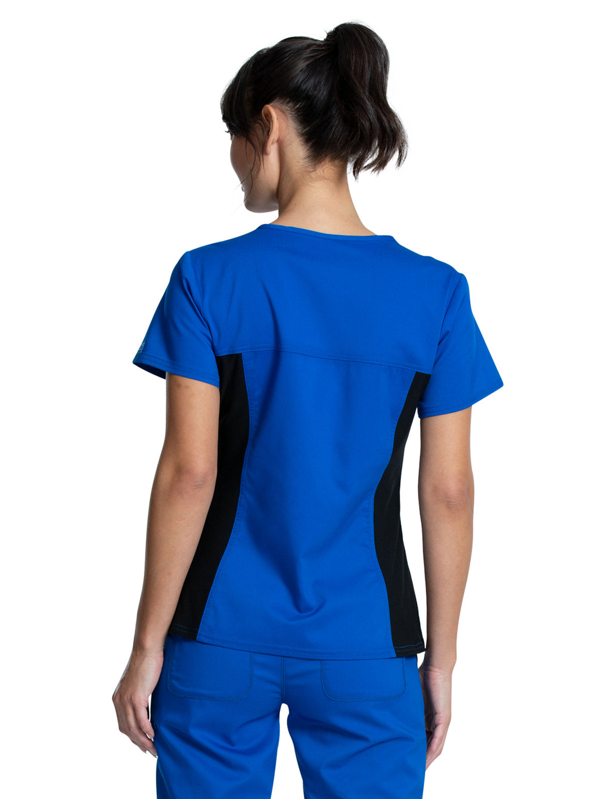 Women's 1-Pocket V-Neck Knit Panel Scrub Top