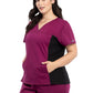 Women's 1-Pocket V-Neck Knit Panel Scrub Top