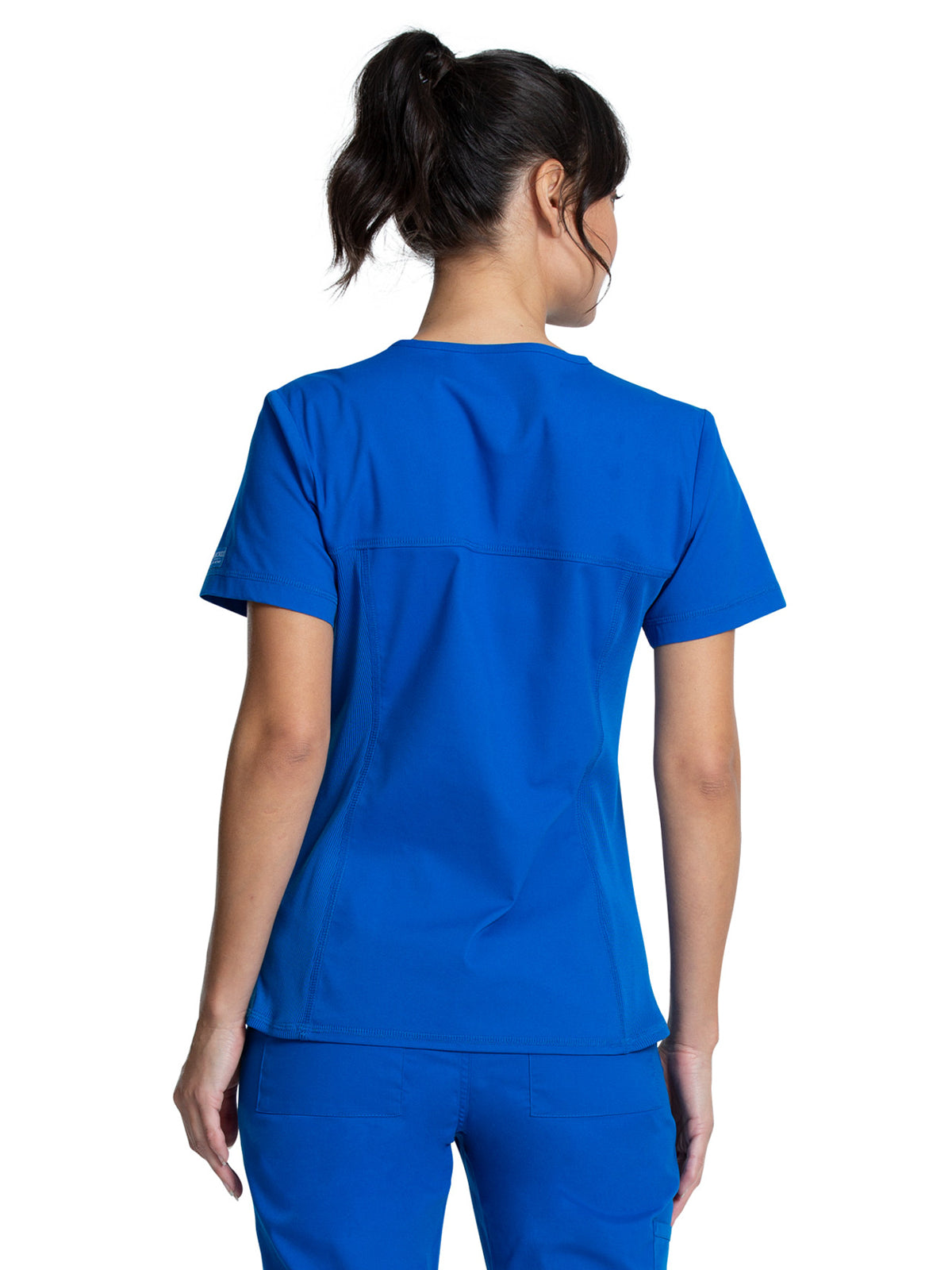 Women's 2-Pocket Knit Panel V-Neck Scrub Top