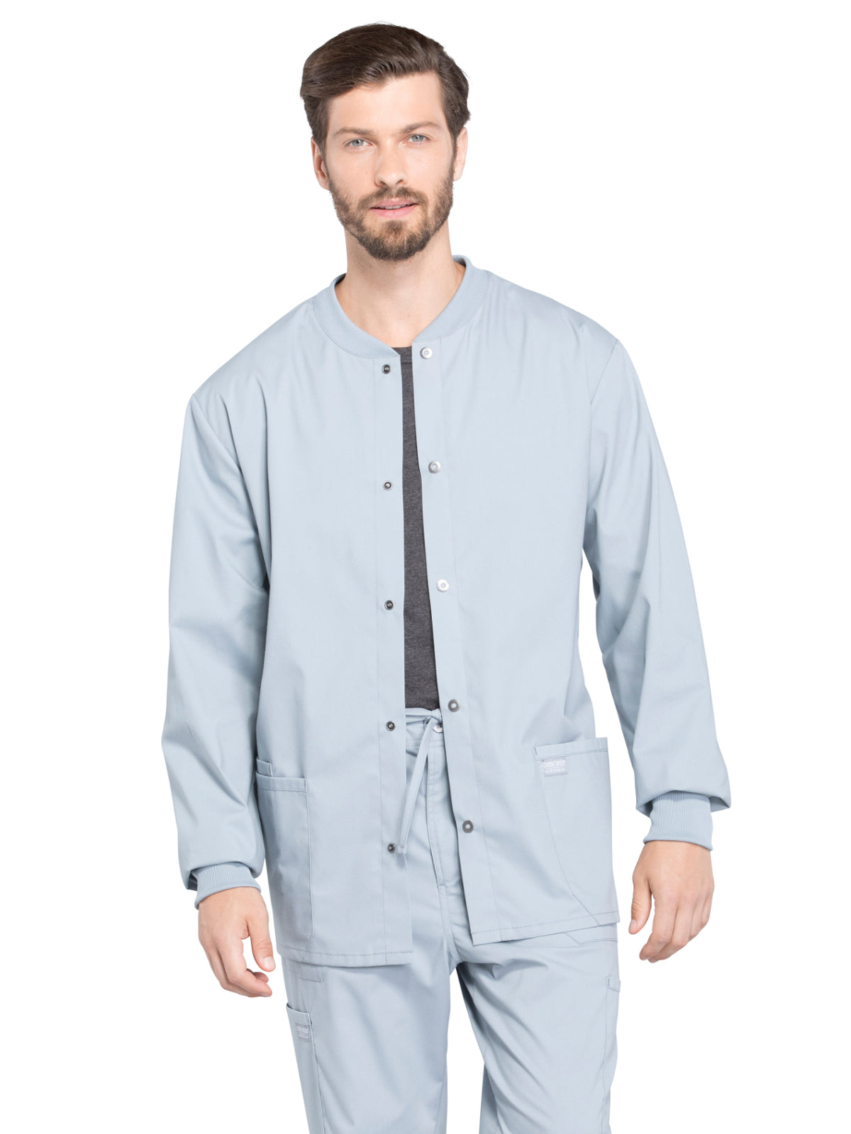 Men's 2-Pocket Snap Front Scrub Jacket